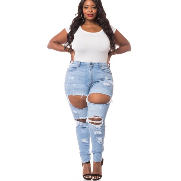 1x-3x New SEXY STREET PLUS LIGHT DENIM JEA… - Picture 9 of 9